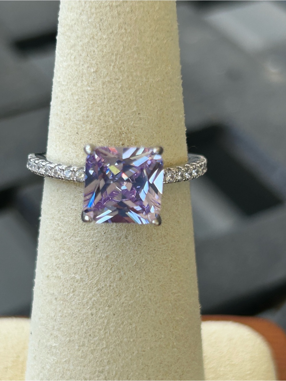 3 ct. amethyst moissanite ring size 6